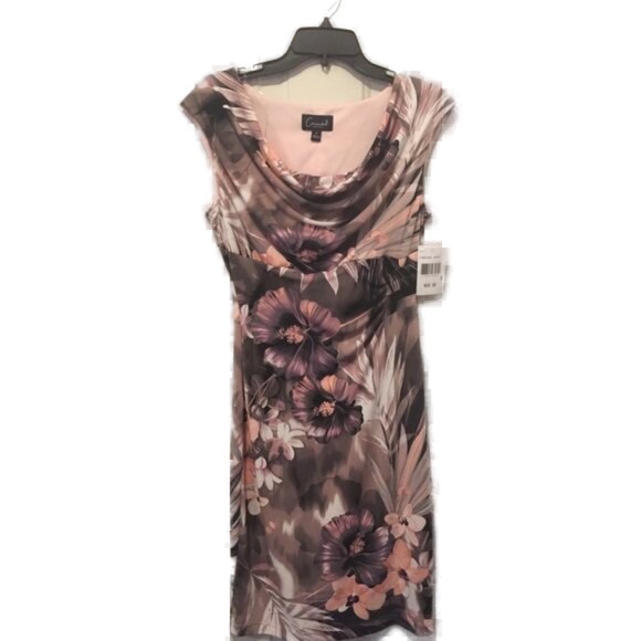 Connected Apparel Mauve Watercolor Floral Sleeveless Dress Sz 8 - Picture 1 of 4